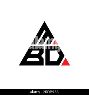Logo de lettre triangle MBD avec forme de triangle. Monogramme de logo triangle MBD. Modèle de logo vectoriel triangle MBD avec couleur rouge. MBD triangul Illustration de Vecteur