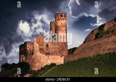 Château d'Ehrenfels depuis le Rhin en Allemagne Banque D'Images