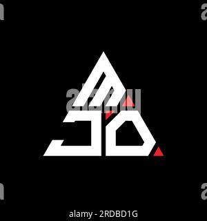 Logo de lettre triangle MJO avec forme de triangle. Monogramme de logo triangle MJO. Modèle de logo vectoriel triangle MJO avec couleur rouge. MJO triangul Illustration de Vecteur