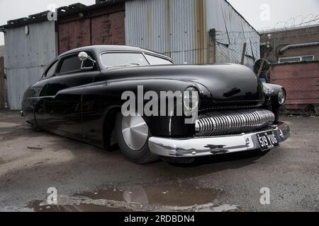 1949 Mercury « traîneau de tête », voiture personnalisée à conducteur bas classique Banque D'Images