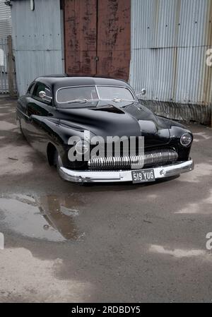 1949 Mercury « traîneau de tête », voiture personnalisée à conducteur bas classique Banque D'Images