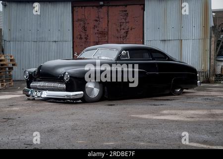 1949 Mercury « traîneau de tête », voiture personnalisée à conducteur bas classique Banque D'Images