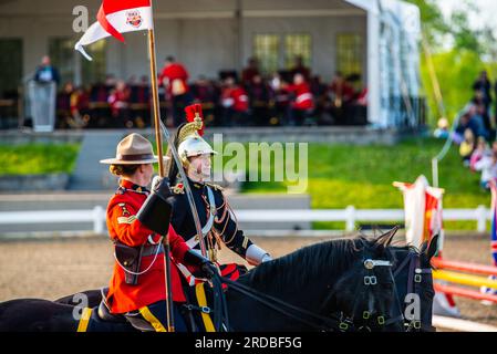 Ottawa, Canada - mai 22 2023 : spectacle de rodéo dans la maison des écuries de carrousel de la GRC Banque D'Images