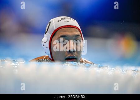 Fukuoka, Japon. 19 juillet 2023. FUKUOKA, JAPON - 19 JUILLET : Yusuke Inaba du Japon lors du match de water-polo masculin entre le Japon et l'Argentine lors du jour 6 des Championnats du monde de natation de Fukuoka 2023 à la Marine Messe Fukuoka Hall B le 19 juillet 2023 à Fukuoka, Japon (photo de Pablo Morano/BSR Agency) crédit : Agence BSR/Alamy Live News Banque D'Images