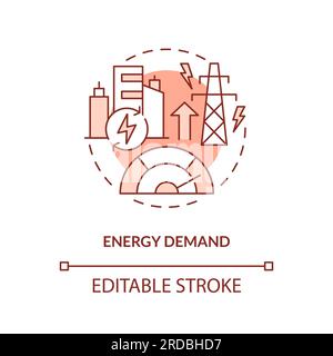 Icône du concept de demande d'énergie 2D. Illustration de Vecteur