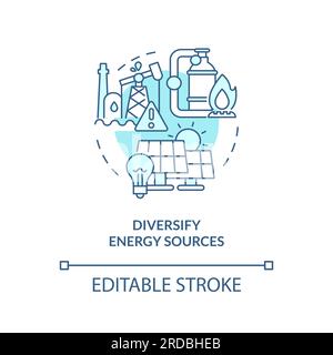 Icône du concept de diversification des sources d'énergie 2D Illustration de Vecteur