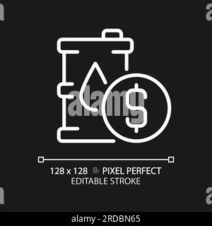 Icône linéaire blanche du prix de l'huile pour le thème sombre Illustration de Vecteur
