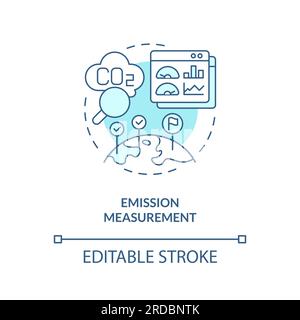 Icône du concept de mesure des émissions 2D. Illustration de Vecteur