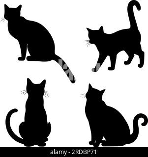 Jeu d'icônes de silhouette de chat. Illustration vectorielle Illustration de Vecteur