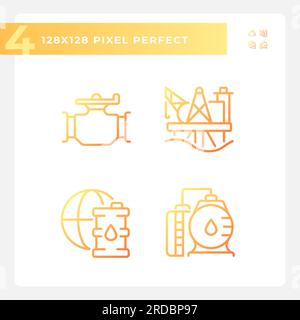 Jeu d'icônes vectorielles linéaires de gradient de distribution pétrolière Illustration de Vecteur