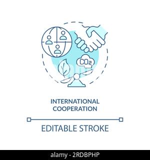 Icône de concept de coopération internationale 2D. Illustration de Vecteur