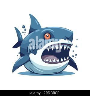 Icône du logo requin bleu en colère. Image de requin en colère isolé sur blanc. Illustration vectorielle. Illustration de Vecteur