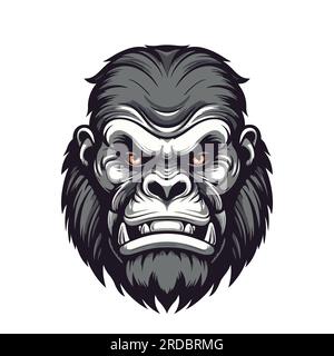 Logo Gorilla Head. Dessin abstrait visage de gorille. Mignon visage de gorille isolé. Illustration vectorielle Illustration de Vecteur