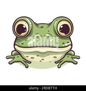 Logo tête de grenouille. Mignon visage de grenouille isolé. Illustration de Vecteur