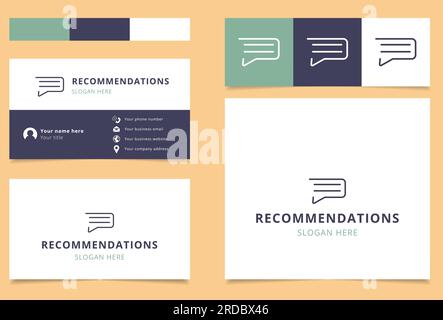 Recommandations conception de logo avec slogan modifiable. Livre de marque et modèle de carte de visite. Illustration de Vecteur