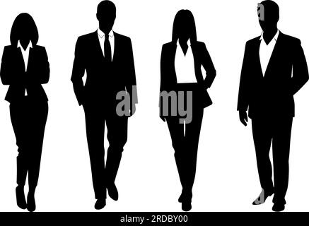 Silhouette de l'équipe commerciale. Hommes d'affaires et femmes d'affaires groupe d'affaires. Illustration vectorielle Illustration de Vecteur