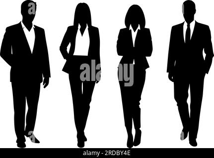 Silhouette de l'équipe commerciale. Hommes d'affaires et femmes d'affaires groupe d'affaires. Illustration vectorielle Illustration de Vecteur