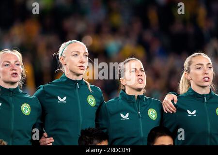 La gardienne irlandaise Courtney Brosnan, Louise Quinn, Niamh Fahey et Megan Connolly lors de la coupe du monde féminine de la FIFA 2023, match du groupe B au stade de football de Sydney. Date de la photo : jeudi 20 juillet 2023. Banque D'Images