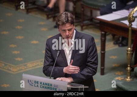 Bruxelles, Belgique. 20 juillet 2023. François de Smet du DEFI photographié lors d'une session plénière de la Chambre au Parlement fédéral à Bruxelles le jeudi 20 juillet 2023. BELGA PHOTO NICOLAS MAETERLINCK crédit : Belga News Agency/Alamy Live News Banque D'Images