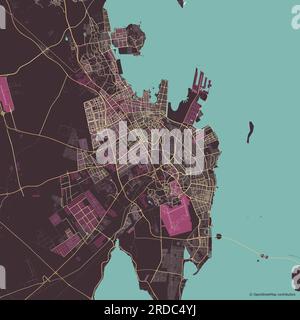 Carte vectorielle de la ville de Dammam, Arabie Saoudite Illustration de Vecteur