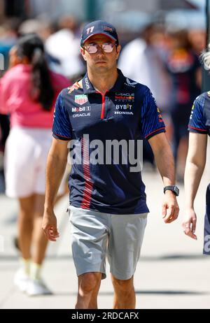 Mogyorod, Hongrie. 20 juillet 2023. PEREZ Sergio (mex), Red Bull Racing RB19, portrait lors du Grand Prix de Hongrie de Formule 1 Qatar Airways 2023, 11e manche du Championnat du monde de Formule 1 2023 du 21 au 23 juillet 2023 sur le Hungaroring, à Mogyorod, Hongrie - photo DPPI crédit : DPPI Media/Alamy Live News Banque D'Images