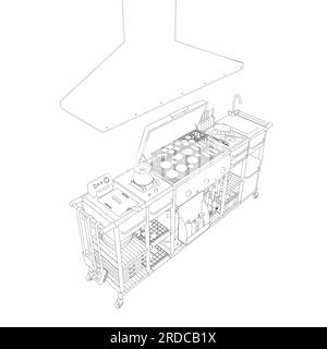 Barbecue / BBQ Gas Grill Clipart - Plan. Illustration vectorielle cuisson des aliments sur un gril à charbon de bois. Illustration de Vecteur