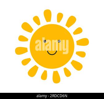 Mignon icône de soleil souriant isolé sur fond blanc. Illustration vectorielle. Illustration de Vecteur