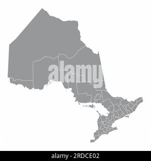 Carte administrative de l'Ontario isolée sur fond blanc, Canada Illustration de Vecteur