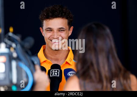 Mogyorod, Hongrie. 20 juillet 2023. NORRIS Lando (gbr), McLaren F1 Team MCL60, portrait lors du Grand Prix de Hongrie de Formule 1 Qatar Airways 2023, 11e manche du Championnat du monde de Formule 1 2023 du 21 au 23 juillet 2023 sur le Hungaroring, à Mogyorod, Hongrie - photo DPPI crédit : DPPI Media/Alamy Live News Banque D'Images