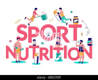 Modèle de bannière de typographie de nutrition sportive, illustration plate vectorielle Illustration de Vecteur