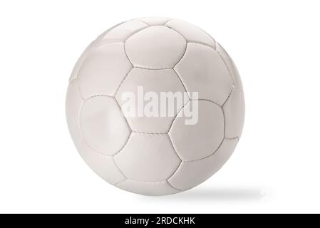 Ballon de football blanc isolé sur blanc avec chemin de détourage inclus Banque D'Images
