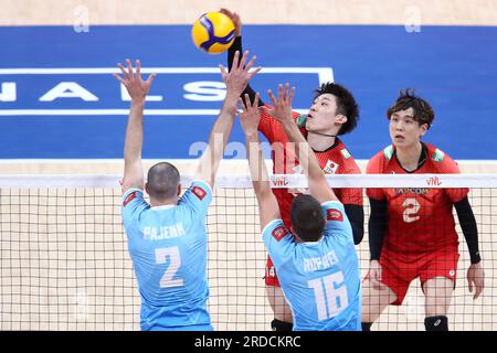 Gdansk, Pologne. 20 juillet 2023. Yuki Ishikawa lors du match de la Ligue des nations FIVB de volleyball masculin entre le Japon et la Slovénie le 20 juillet 2023 à Gdansk en Pologne. (Photo de Piotr Matusewicz/PressFocus/Sipa USA) crédit : SIPA USA/Alamy Live News Banque D'Images