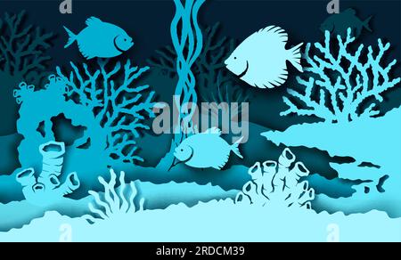 Illustration vectorielle Aquarium dans un style d'art papier Illustration de Vecteur