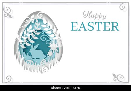 Modèle de carte de vœux Happy Easter, illustration vectorielle en style papier Illustration de Vecteur