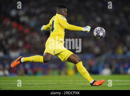 Photo de dossier datée du 10-06-2023 du gardien Andre Onana, que Manchester United a annoncé signer sur un contrat de cinq ans, avec l'option d'une année supplémentaire. Date de parution : jeudi 20 juillet 2023. Banque D'Images