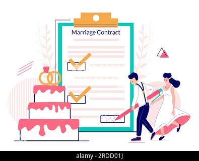 Concept de vecteur de contrat de mariage pour bannière Web, page de site Web Illustration de Vecteur