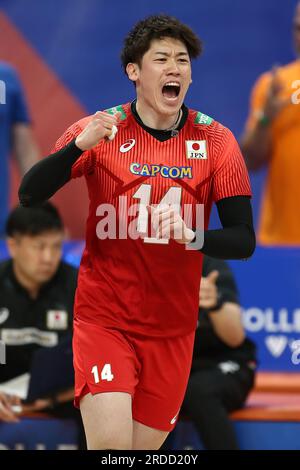 Gdansk, Pologne. 20 juillet 2023. Yuki Ishikawa lors du match de la Ligue des nations FIVB de volleyball masculin entre le Japon et la Slovénie le 20 juillet 2023 à Gdansk en Pologne. (Photo de Piotr Matusewicz/PressFocus/Sipa USA) crédit : SIPA USA/Alamy Live News Banque D'Images