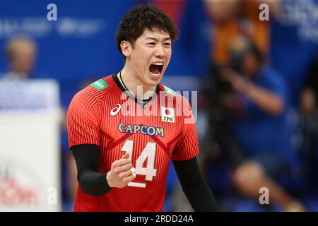 Gdansk, Pologne. 20 juillet 2023. Yuki Ishikawa lors du match de la Ligue des nations FIVB de volleyball masculin entre le Japon et la Slovénie le 20 juillet 2023 à Gdansk en Pologne. (Photo de Piotr Matusewicz/PressFocus/Sipa USA) crédit : SIPA USA/Alamy Live News Banque D'Images