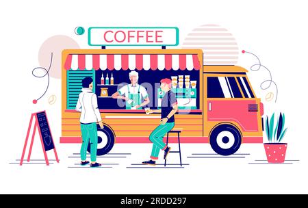 Concept de vecteur de camion de café pour bannière Web, page de site Web Illustration de Vecteur