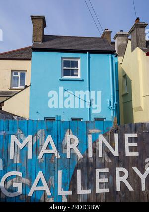 Marine Gallery Sign, Falmouth, Cornouailles, Angleterre, Royaume-Uni, GO. Banque D'Images