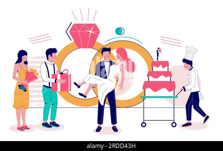 Concept de vecteur de fête de mariage pour bannière Web, page de site Web Illustration de Vecteur