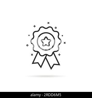 icône de rosette de ligne mince noire avec étoile Illustration de Vecteur