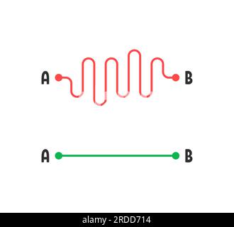 simplifier la façon dont l'itinéraire du point a au point b. Illustration de Vecteur