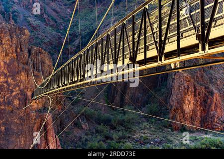 Black Bridge au-dessus du fleuve Colorado près du parc national du Grand Canyon de Phantom Ranch Banque D'Images