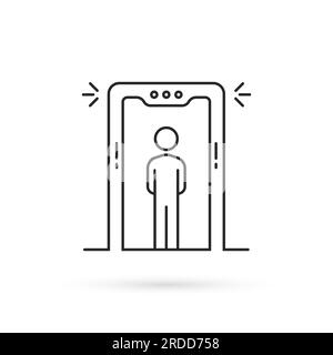 icône du scanner de sécurité aéroportuaire à ligne mince Illustration de Vecteur