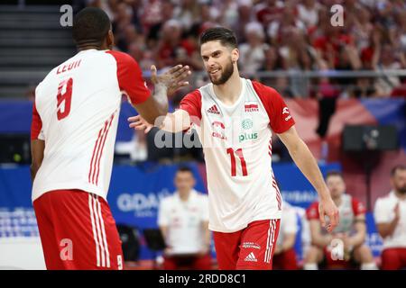 Gdansk, Pologne. 20 juillet 2023. Aleksander Sliwka lors du match de la Ligue des nations FIVB de volleyball masculin entre la Pologne et le Brésil le 19 juillet 2023 à Gdansk Pologne. (Photo de Piotr Matusewicz/PressFocus/Sipa USA) crédit : SIPA USA/Alamy Live News Banque D'Images