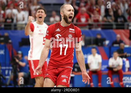 Gdansk, Pologne. 20 juillet 2023. Pawel Zatorski lors du match de la Ligue des nations FIVB de volleyball masculin entre la Pologne et le Brésil le 19 juillet 2023 à Gdansk Pologne. (Photo de Piotr Matusewicz/PressFocus/Sipa USA) crédit : SIPA USA/Alamy Live News Banque D'Images