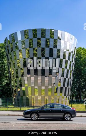 Château d'eau de la société eins, Energie in Sachsen, sur Leipziger Straße, capacité de 1 300 m3, approvisionnement en eau potable, Réservoir surélevé, Chemnitz, Allemagne, Banque D'Images