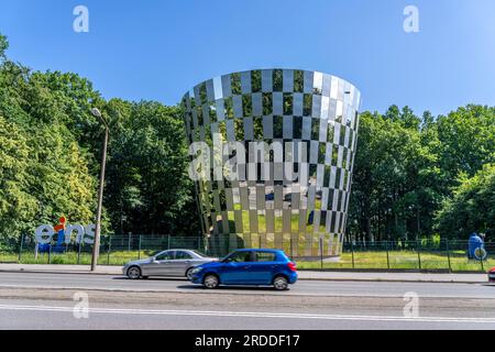 Château d'eau de la société eins, Energie in Sachsen, sur Leipziger Straße, capacité de 1 300 m3, approvisionnement en eau potable, Réservoir surélevé, Chemnitz, Allemagne, Banque D'Images