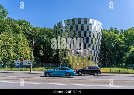 Château d'eau de la société eins, Energie in Sachsen, sur Leipziger Straße, capacité de 1 300 m3, approvisionnement en eau potable, Réservoir surélevé, Chemnitz, Allemagne, Banque D'Images